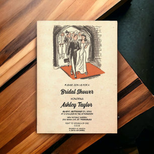Invitation Vintage Retro Chic Romantique Couple Fête des mari
