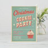 Invitation Vintage Retro Christmas Cookie Party  (Debout devant)
