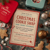 Invitation Vintage Retro Christmas Cookie Swap