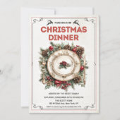 Invitation vintage Retro Christmas Dinner Plate (Devant)