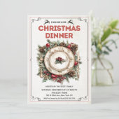 Invitation vintage Retro Christmas Dinner Plate (Debout devant)