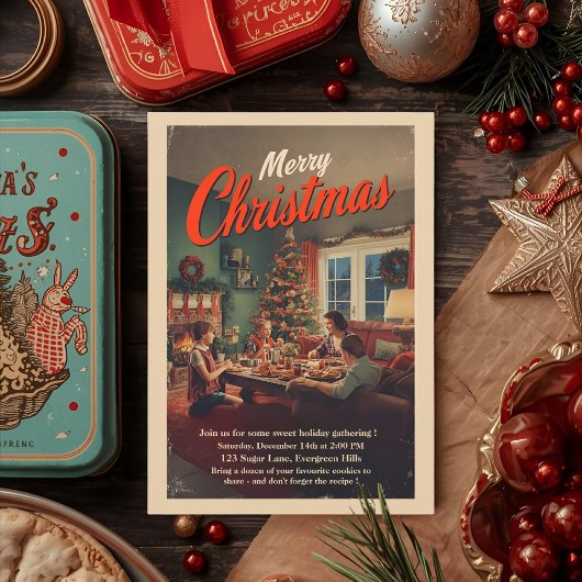 Invitation Vintage Retro Christmas Party