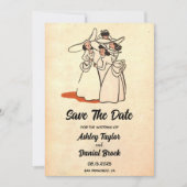 Invitation Vintage Retro Classic Comic Wedding Enregistrer la (Devant)
