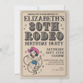 Invitation Vintage Retro Cowgirl 30e fête d'anniversaire (Devant)