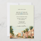 Invitation Vintage Retro Destination Mariage Charleston (Devant)
