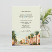 Invitation Vintage Retro Destination Mariage Charleston (Debout devant)