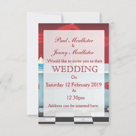 Invitation vintage Retro Diner Wedding (Devant)