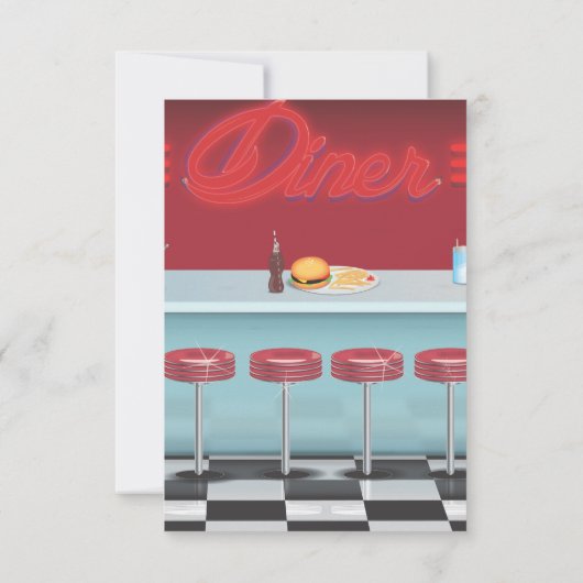 Invitation vintage Retro Diner Wedding (Dos)
