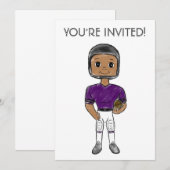 Invitation vintage retro football player (Devant / Derrière)