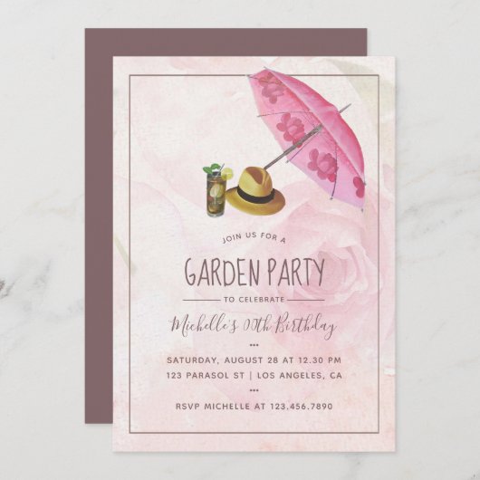 Invitation Vintage Retro Garden (Devant / Derrière)