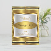 Invitation Vintage Retro Gatsby Déco 60e fête d'anniversaire (Debout devant)