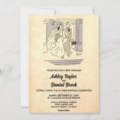 Invitation Vintage Retro Juste Marié Couple Russe Mariage (Devant)