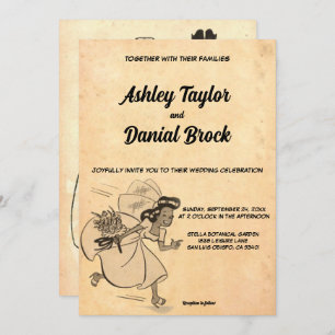 Invitation Vintage Retro Mid Century Ancien Mariage Rustique