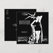Invitation Vintage Rétro Noir Blanc (Devant / Derrière)