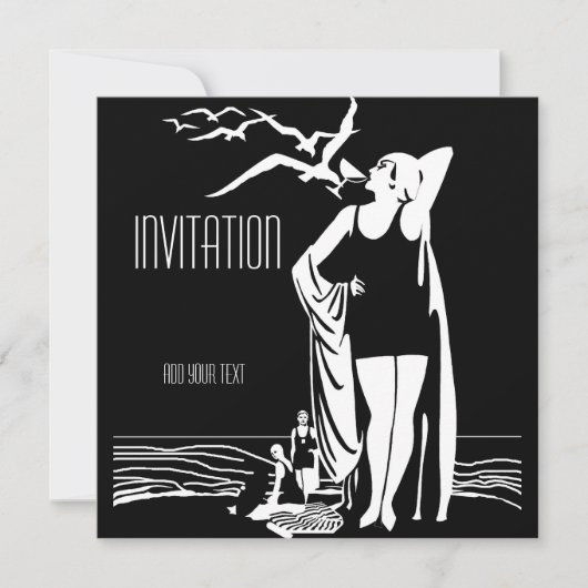 Invitation Vintage Rétro Noir Blanc (Devant)