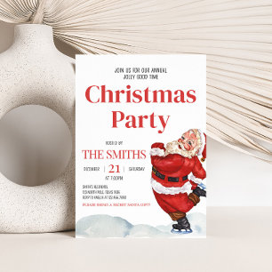 Invitation vintage Retro Père Noël Christmas Party