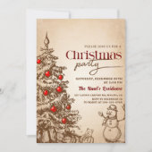 Invitation Vintage Retro Pine Tree Noël (Devant)