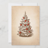 Invitation Vintage Retro Pine Tree Noël (Dos)