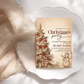 Invitation Vintage Retro Pine Tree Noël