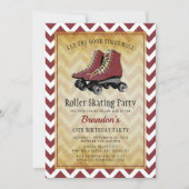 Invitation Vintage Retro Roller Sking fête d'anniversaire (Devant)