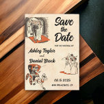 Invitation Vintage Retro Romantic Comic Wedding Enregistrer l<br><div class="desc">Ce faire-part de mariage rétro vintage sur le thème de la bande dessinée convient à un mariage moderne. L'ancien design minimaliste comprend Vintage Retro Romantique Mariage comique Enregistrer la date Invitation</div>