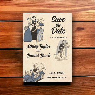 Invitation Vintage Retro Romantic Comic Wedding Enregistrer l