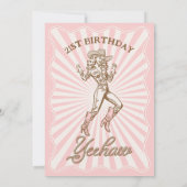 Invitation Vintage Retro Rose Yeehaw Cowgirl 21e anniversaire (Dos)