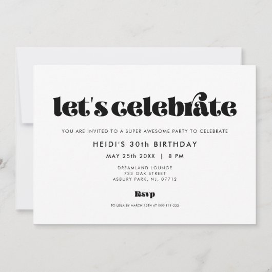 Invitation Vintage Retro Script Fêtons l'anniversaire (Devant)