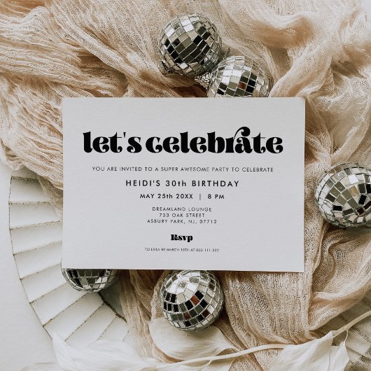 Invitation Vintage Retro Script Fêtons l'anniversaire