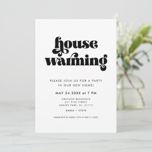 Invitation Vintage Retro Script Houclier Party (Debout devant)