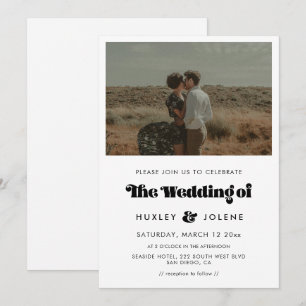 Invitation Vintage retro script mariage photo