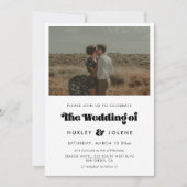 Invitation Vintage retro script mariage photo (Devant)