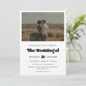 Invitation Vintage retro script mariage photo (Debout devant)