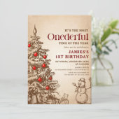 Invitation Vintage Retro Snowman Noël Onederday (Debout devant)