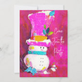 Invitation Vintage rétro snowman rose Noël nouvel an (Devant)