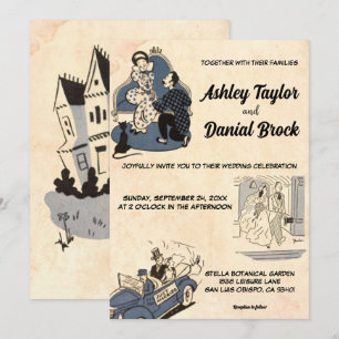 Invitation Vintage Rétro Vieux Classique Ancien Mariage Roman