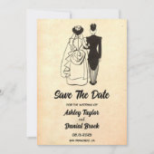 Invitation Vintage Retro Vieux Mariage romantique Enregistrer (Devant)