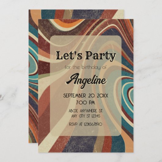 Invitation Vintage rétroactif abstrait (Devant / Derrière)