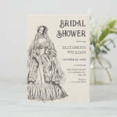 Invitation Vintage robe de mariée douche nuptiale (Debout devant)