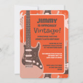 Invitation Vintage Rock Guitare Anniversaire Retro Music Jam  (Devant)