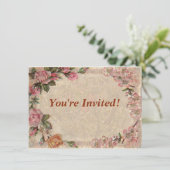Invitation Vintage Romance Couple : Antique Rose Girly Love (Debout devant)