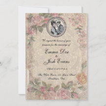 Vintage Romance Couple Antique Rose Mariage