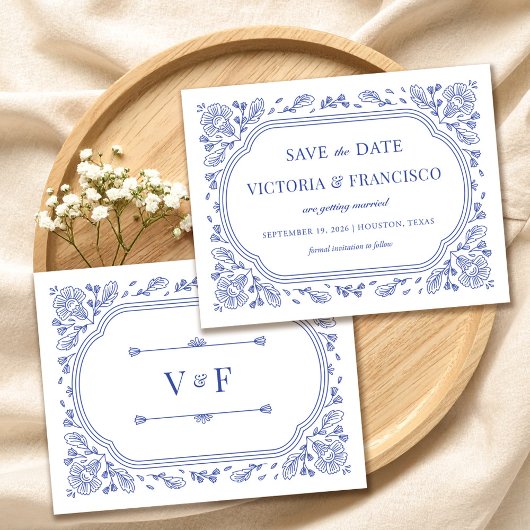 Invitation Vintage Romance Floral Enregistrer la date