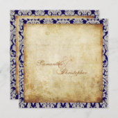 Invitation Vintage + Romantic Damask Demande personnalisée (Devant / Derrière)