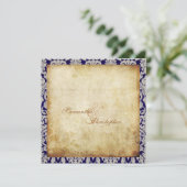 Invitation Vintage + Romantic Damask Demande personnalisée (Debout devant)