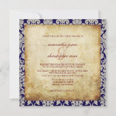 Invitation Vintage + Romantic Damask Demande personnalisée (Dos)