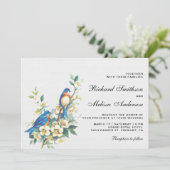 Invitation Vintage Romantique Floral Oiseaux Mariage (Debout devant)