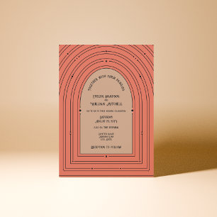 Invitation Vintage romantique Inspiré Arc Muet Coral Mariage