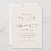 Invitation Vintage romantique or et Mariage ivoire (Devant)