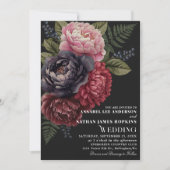 Invitation Vintage Romantique Peony Floral Monogramme Mariage (Devant)
